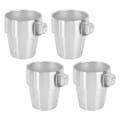 Miniatyrbillede 6 af 8: Stablebare kaffekopper i rustfrit stål med stativ - Isoleret dobbelt lag - Sæt med 300 ml krus til juice og iskaffe