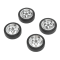 Miniatyrbilde 6 av 8: RC-dekksett for AE86 - 4 stk plastnav gummihjul, 3,3 cm diameter, 1,2 cm bredde, sølv
