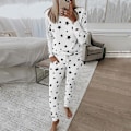 Miniatyrbild 1 av 5: Fashion Stjärnmönster Långärmad Topp Byxor Dam Hem Sovkläder Pyjamas Set White XL