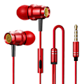 Pikkukuva 1 / 3: Hi-Fi Stereo Monitor Kuulokkeet Metalliset Langalliset Nappikuulokkeet Mikillä, Tehokas Basso Älypuhelimille Red