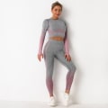 Pikkukuva 6 / 8: Eurooppalainen ja amerikkalainen saumaton jooga-asu naisille, neulottu, lantiota kohottava, erittäin joustavat treenihousut, joogavaatteet 6092 long-sleeve suit-White M