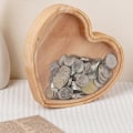 Miniatyrbilde 5 av 5: Dww-Sparebøsse i tre (hjerteformet) for barn, for å dekorere soverom, stuer, skrivebord og skap