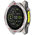 Miniatyrbillede 2 af 5: Til Garmin Fenix 8 Solar 51mm Rustfrit Stål Bezel Ridsefast Beskyttelsesring - Sort+Rød Silver+Red
