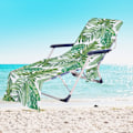 Miniatyrbillede 1 af 11: Tropiske Planter Mikrofiber Strandstol Betræk Håndklæde Med Lomme Udendørs Hurtigtørrende Bærbar Have Pool Loungestol Tæppe 9 73x210cm