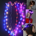 Miniatyrbillede 4 af 11: Pige Sommerfugl Lysende Tutu LED Nederdel Glød Blomsterkrans Hovedbøjle Fest Magisk Engel Fe Jul Kostume Fødselsdagsgave 2pcs colorful
