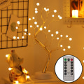 Pikkukuva 8 / 11: Led-puuvalo, kiitospäivän somistus, kodin koristelulamppu, joulujuhlat, helmiäispuu Golden five-pointed star tree lamp