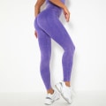 Pikkukuva 10 / 11: Saumattomat pestyt joogavaatteet urheiluun juoksuun fitness-housut tiukat korkea elastinen pitkähihainen jooga kolmiosainen puku vest-Washed Black M