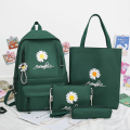 Miniatyrbild 8 av 11: 4 st/set Skolryggsäckar för damer Skolväska Daisy Canvas för tonårsflickor Student College Bokväska Pojkar Portfölj Bolsas Mochilas E Black Backpacks
