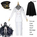 Miniatyrbild 8 av 8: Anime Danganronpa V3 Kokichi Oma Cosplay President Uniformer Halsduk Peruk Kappa och Hatt Halloween Karneval Party Kostymer Hat M