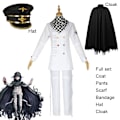 Miniatyrbilde 8 av 8: Anime Danganronpa V3 Kokichi Oma Cosplay President Uniformer Skjerf Parykk Kappe og Hatt Halloween Karneval Party Kostymer Cloak XXL
