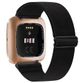 Miniatyrbilde 1 av 11: Elastisk Vevd Løkkestropp for Fitbit Versa 3 2 Versa Lite Bånd Justerbar Nylon Sportsklokkerem Armbånd for Fitbit Sense Bånd Black For Versa 2 Versa 1