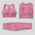 Pikkukuva 1 / 11: Joogasetti Treenaus Urheiluvaatteet Kuntosalivaatteet Fitness Leggingsit Topit Naisille 3 pcs set pink M