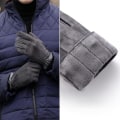 Miniatyrbilde 7 av 11: Herre Høst Vinter Semsket Pluss Fløyel Hold Varm Berøringsskjerm Utendørs Sport Hansker Mote Solid Elastisitet Kjøre Sykling 316-grey One Size