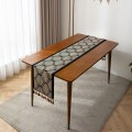Pikkukuva 1 / 11: Retro amerikkalainen oranssi Peris -kuvioinen pöytäliina, jossa on tupsut, hääkoriste, pöytätabletti, Foam Runners -tyyliin 35x200cm Style7