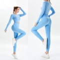 Pikkukuva 2 / 11: Joogasetti Kuntosali Urheiluvaatteet Juoksu Treenausvaatteet Naisille Grey 2 pcs M