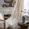 Miniatyrbilde 8 av 8: Boho ensfarget vindusgardin i bomullslin med dusker, blendingskappe for luksuriøs stuegardin 7 W150 cm X H280 cm