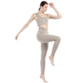 Miniatyrbild 2 av 11: Yoga Set Dam Gym Kläder Kvinnlig Hög Midja Yoga Byxor Träningsdräkt Dam Fitness Kläder 3 Pcs Set Khaki M