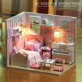 Miniatyrbilde 1 av 5: DIY Mini Hus Byggesett Modell Montering Leketøy Barnas Bursdagsartikler Julegave Pink