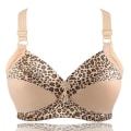 Miniatyrbilde 1 av 6: Dame Pluss Størrelse BH Leopardtrykk Trådløse BH-er Justerbar BH Tynn Cup Undertøy Beige 44D