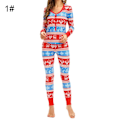Miniatyrbild 5 av 6: Julpyjamas Matchande Familj Pyjamas Dam Pyjamasset Topp Byxor Set Full Längd Regular Mjuka Tryckta Set Sovkläder Blue L
