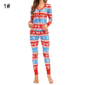 Miniatyrbild 5 av 6: Julpyjamas Matchande Familj Pyjamas Dam Pyjamasset Topp Byxor Set Full Längd Regular Mjuka Tryckta Set Sovkläder Blue XL