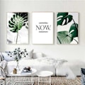 Miniatyrbillede 1 af 5: Wekity Ord Kunst og Plante Blad Sammensætning af Kunst Lærredsprint Plakat, Simpel Mode Kunst Tegning Indretning til Hjem Stue Soveværelse Kontor (Sæt med 3 U