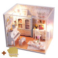 Miniatyrbild 1 av 11: Cutebee DIY Dockhus Kit Med Möbler LED-lampor DIY Miniatyr Byggnad Litet Hus Träleksaker för Barn Vuxna As  photo M011B