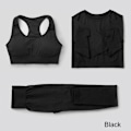 Miniatyrbild 1 av 11: Yoga Set Träningskläder Sportkläder Gym Kläder Fitness Leggings Toppar För Kvinnor 3 pcs set black M
