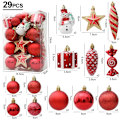 Miniatyrbilde 1 av 11: Julekuler Rød Polkagris Hengende Ornament Store Anheng Sett Julepynt Til Hjemmet 2024 Natal Navidad Nyttår Red-29pcs