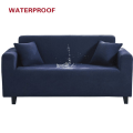 Miniatyrbild 1 av 11: Elastiskt Vattentätt Sofföverdrag Enfärgat Hög Stretch Överdrag Allomfattande Elastiskt Sofföverdrag Soffskydd för Vardagsrum Navy 2-seater 145-185cm