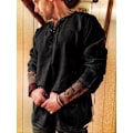 Pikkukuva 1 / 5: Halloween Keskiaikainen Renessanssi Cosplay Puku Miehet Viikingit Merirosvo Topit Retro T-paidat Tunika Muinainen Slaavilainen Ritari Soturi Asu Black 4XL