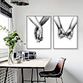 Miniatyrbillede 2 af 5: Sæt med 3 Sort og Hvid Plakater med Hænder og Kærlighedscitat Væg Soveværelse Dekoration Maleri på Lærred Stue Deco Plakat Uden Ramme T-Audac