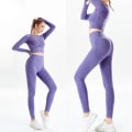 Pikkukuva 4 / 11: Joogasetti Kuntosali Urheiluvaatteet Juoksu Treenausvaatteet Naisille Grey 2 pcs S