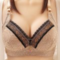 Pikkukuva 1 / 4: Naisten rintaliivit ilman kaaritukia, push up, mukavat alusvaatteet, naisten rintaliivit, suuri koko, bralette, pitsi, seksikkäät plus-koon rintaliivit Beige 40C