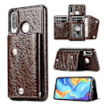 Miniatyrbild 1 av 5: Handgjort PU Läderfodral För Huawei P30 Lite Med Korthållare, Plånboksfunktion, Stödfunktion, Fallskydd Brown