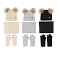 Miniatyrbild 3 av 8: Varm Stickad Mössa Halsduk Handskar Tredelat Set plus Fluffiga Bollar Mössa Tredelat Set Gray three-piece set