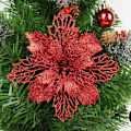 Miniatyrbillede 1 af 11: 5 stk. Glitter Kunstige Juleblomster Juletræspynt til Hjemmet Falske Blomster Julepynt Nytårsdekoration Red 9cm