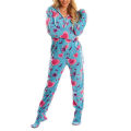 Miniatyrbillede 4 af 4: Dame Forår Efterår Hætte Jumpsuit Print Varm Langærmet Afslappet Løs Romper Dame Hjem Pyjamas Wine red M