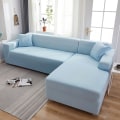 Miniatyrbild 6 av 8: Grått Enfärgat Elastiskt Stretch Sofföverdrag Behöver Beställa 2 Delars Sofföverdrag Om L-stil fundas soffor con chaise longue Fodral för Soffa White 2-seater 145-185cm