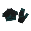 Pikkukuva 1 / 11: Joogasetit Pitkähihainen Paita+Urheiluliivit+Saumattomat Leggingsit Treenaus Juoksu Vaatteet Kuntosalivaatteet 2pcs Dark Green M