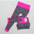 Pikkukuva 1 / 8: Joogasetti Crop Topit + Joogaleggingsit Fitness Kuntosali Juoksuvaatteet Naisille A rose red L