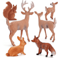 Miniatyrbilde 2 av 4: 6 stk./sett Skogsdyr Figurer Ville Mini Dyr Simulering Modell Leker Hjort Rev Kanin Ekorn Action Figur Figurer Leker for Barn Gave Animals - 2