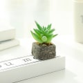 Pikkukuva 3 / 11: Pieni kiviruukku keinotekoinen mehikasvi ruukkukasvi (ruukku sisältyy) muoti kodin sisustus simulaatio kasvi keinotekoiset kukat Mini stone lotus flocking Green