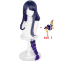 Miniatyrbild 1 av 9: Spel Anime Genshin Impact Raiden Shogun Cosplay Peruk Förstylad 110cm Lång Värmebeständig Syntetisk Lila Blandad Färg Baal Peruker Wig Add Headwear 2 Pre Styled