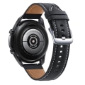 Pikkukuva 3 / 11: Samsung Galaxy Watch 3 45mm -rannekkeelle aitoa nahkaa oleva 22mm ranneke, rannekoru, kellonauha, ranneke Galaxy Watch 46mm -kelloon Black-Silver 22mm