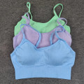 Miniatyrbilde 4 av 11: Yoga BH Crop top Sports BH Treningsantrekk Sømløs Polyester Gymsett 2pcs Black L