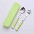 Miniatyrbilde 1 av 11: Kattpote Servisesett Keramisk Rustfritt Stål Bestikk Spisepinner Skje Gaffel Bærbart Servisesett Green Cat's Paw spoon Fork