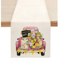 Miniatyrbilde 11 av 11: Søt naturlig jute burlap påskehare blomster egg ku trykt bordløper bordflagg duk stoffdeksel duk fest hjem dekor rectangle 33X150CM white 7