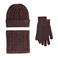Miniatyrbild 7 av 9: Handskar Mössa Halsduk Tredelat Set Pekskärm plus Sammet Varm Yllemössa Tredelat Set Wine red three-piece set