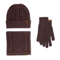 Miniatyrbilde 7 av 9: Hansker Lue Skjerf Tredelt Sett Berøringsskjerm pluss Fløyel Varm Ullue Tredelt Sett Gray three-piece set